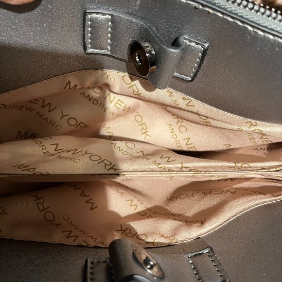 NWOT Mark New York Embelished Pattern Metalic Grey Satchel Bag - Picture 11 of 14